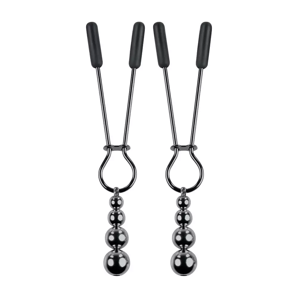 Selopa Adjustable Beaded Nipple Clamps In Black Chrome